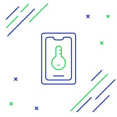 Akıllı telefon ikonundaki Line Online emlak evi beyaz arka planda izole edilmiş. Ev kredisi konsepti, kira, satın alma, mülk alma. Renkli taslak konsepti. Vektör