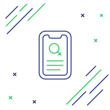 Satır Bulma uygulaması çevrimiçi mobil konsept simgesi beyaz arkaplanda izole edildi. Kadın erkek profili düz tasarım. Çift ilişki için eşleşiyor. Renkli taslak konsepti. Vektör