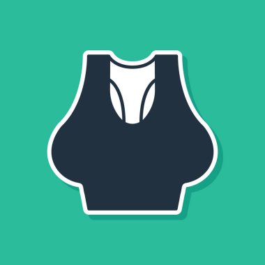 Mavi Undershirt simgesi yeşil arkaplanda izole edildi. Vektör