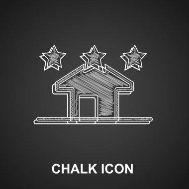 Chalk House icon isolated on black background. Real estate agency or cottage town elite class. Vector
