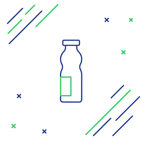 Ligne Yogourt à boire dans l'icône de la bouteille isolé sur fond blanc. Concept de contour coloré. Vecteur — Image vectorielle