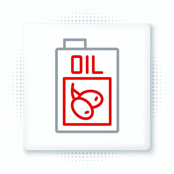 Čára Láhev olivového oleje ikona izolované na bílém pozadí. Džbán s ikonou olivového oleje. Barevný koncept. Vektor — Stockový vektor