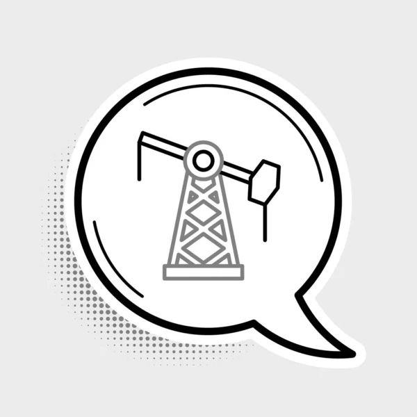 Ligne Pompe à huile ou icône de vérin de pompe isolé sur fond gris. Une plate-forme pétrolière. Concept de contour coloré. Vecteur — Image vectorielle
