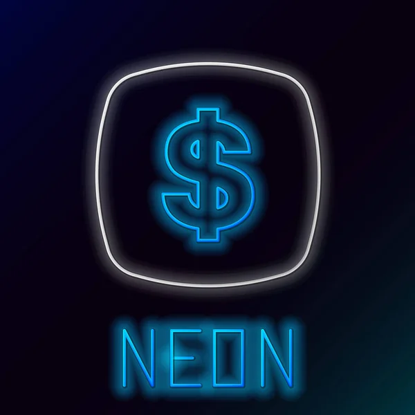 Glödande neon line Dollar symbol ikon isolerad på svart bakgrund. Kontant och pengar, förmögenhet, betalningssymbol. Kasinospel. Färgstarkt skisskoncept. Vektor — Stock vektor