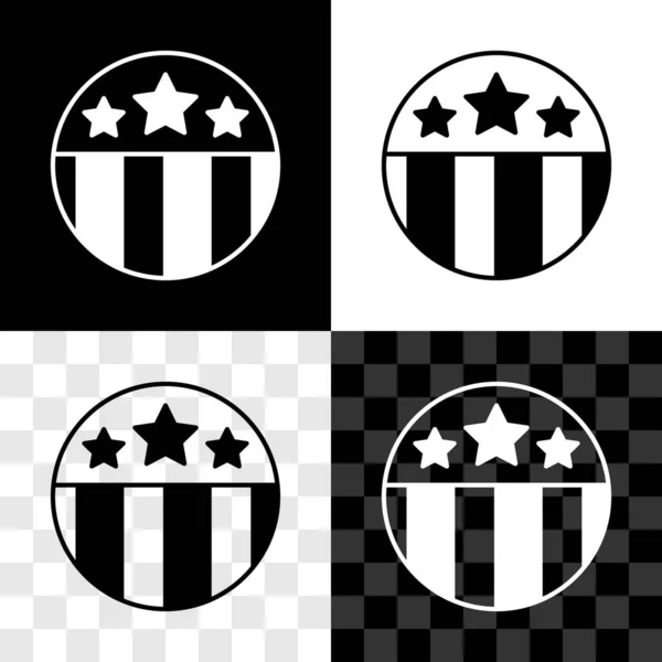 Set Medaglia con icona a stella isolata su sfondo bianco e nero, trasparente. Segno di vittoria. Medaglia d'oro. Vettore — Vettoriale Stock