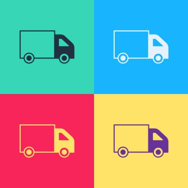 Pop Art Delivery kargo kamyonu ikonu renk arkaplanında izole edildi. Vektör
