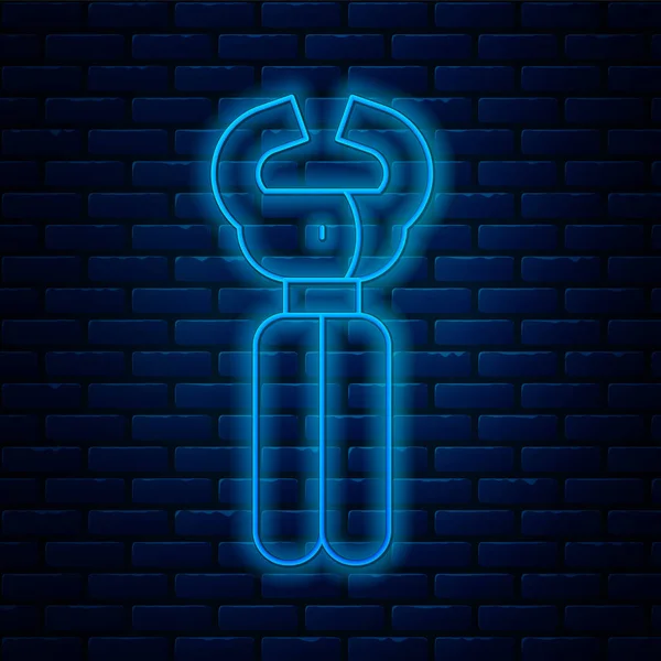 Glowing neon line Clippers for grooming pets icon isolated on brick wall background. Pet nail clippers. Vector — Archivo Imágenes Vectoriales