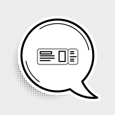 Çizgi bilet ikonu gri arka planda izole edildi. Tren, gemi, uçak, tramvay, otobüs. Seyahat servisi konsepti. Renkli taslak konsepti. Vektör