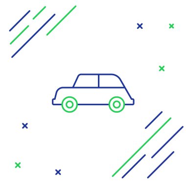 Çizgi Arabası simgesi beyaz arkaplanda izole edildi. Renkli taslak konsepti. Vektör