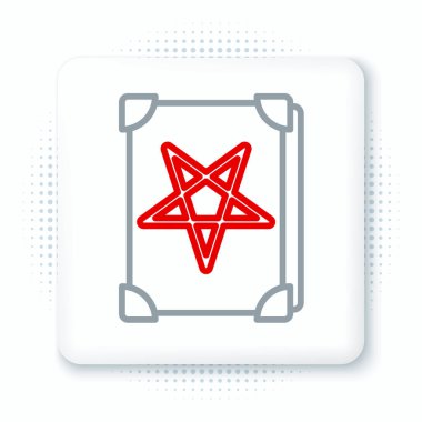 Beyaz arka planda izole edilmiş Eskiler 'in sihirli kitabı simya tarifleri, mistik büyüler ve büyü simgesi. Renkli taslak konsepti. Vektör