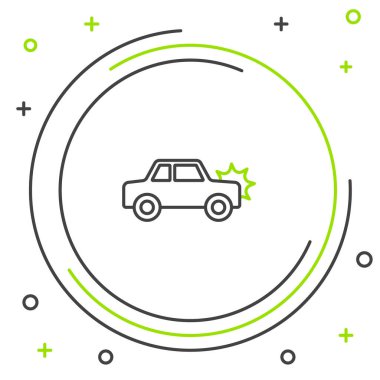 Çizgi Arabası simgesi beyaz arkaplanda izole edildi. Sigorta konsepti. Güvenlik, güvenlik, koruma, konsept koruma. Renkli taslak konsepti. Vektör