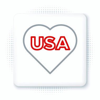 Amerika 'nın Bağımsızlık Günü çizgisi simgesi beyaz arkaplanda izole edildi. 4 Temmuz. Amerika Birleşik Devletleri ülkesi. Renkli taslak konsepti. Vektör