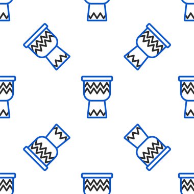 Line Drum icon isolated seamless pattern on white background. Music sign. Musical instrument symbol. Colorful outline concept. Vector