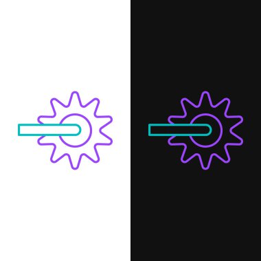 Line Cowboy horse riding spur for boot icon isolated on white and black background. Colorful outline concept. Vector