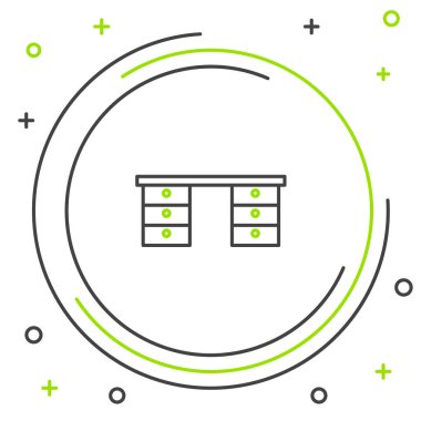 Hat ofisi masa simgesi beyaz arkaplanda izole edildi. Renkli taslak konsepti. Vektör