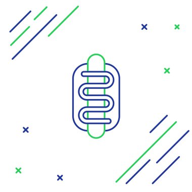 Hotdog sandviç simgesi beyaz arkaplanda izole edildi. Sosis ikonu. Fast food burcu. Renkli taslak konsepti. Vektör