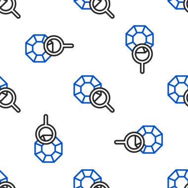 Çizgi taşı simgesi beyaz arkaplandaki kusursuz deseni izole etti. Mücevher sembolü. Elmas. Renkli taslak konsepti. Vektör