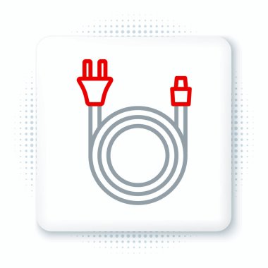 Elektrik hattı simgesi beyaz arkaplanda izole edildi. Bağlantı kavramı ve elektriğin kesilmesi. Renkli taslak konsepti. Vektör