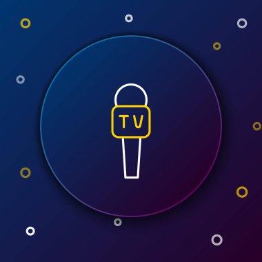 Hat Mikrofon simgesi mavi arkaplanda izole edildi. Radyodaki mikrofondan. Sözcü işareti. Renkli taslak konsepti. Vektör