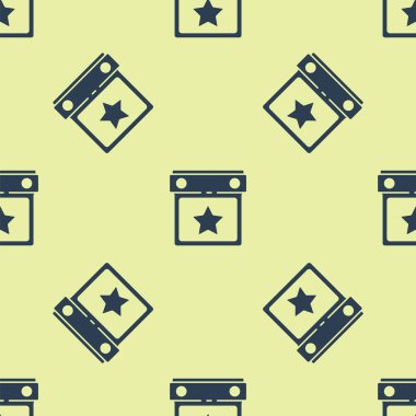 Blue Calendar party icon isolated seamless pattern on yellow background. Event reminder symbol. Vector