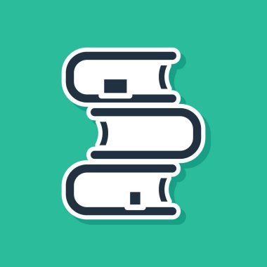 Mavi Kitap simgesi yeşil arkaplanda izole edildi. Vektör