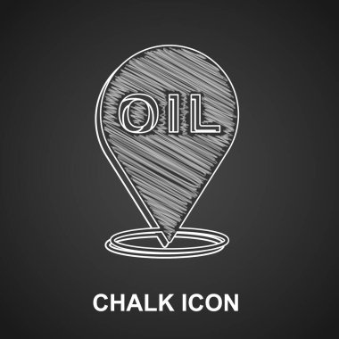 Chalk Refill petrol fuel location icon isolated on black background. Gas station and map pointer. Vector