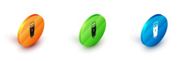 Isometric Electrical hair clipper or shaver icon isolated on white background. Barbershop symbol. Circle button. Vector