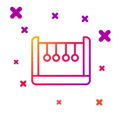 Beyaz arkaplanda izole edilmiş renk çizgisi sarkacı simgesi. Newtons beşiği. Kademeli rastgele dinamik şekiller. Vektör