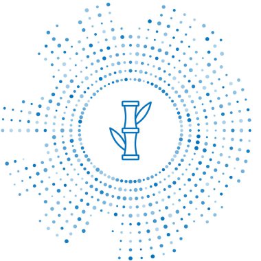 Mavi çizgi Bambu simgesi beyaz arkaplanda izole edildi. Soyut çember rastgele noktalar. Vektör