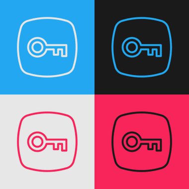 Pop Art Line Key simgesi renk arkaplanında izole edildi. Vektör