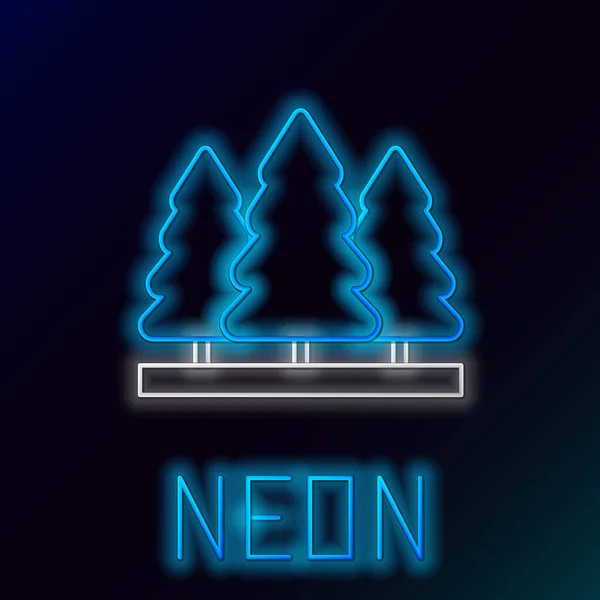 Glowing neon line Christmas trees icon isolated on black background. Merry Christmas and Happy New Year. Colorful outline concept. Vector — Stockvector
