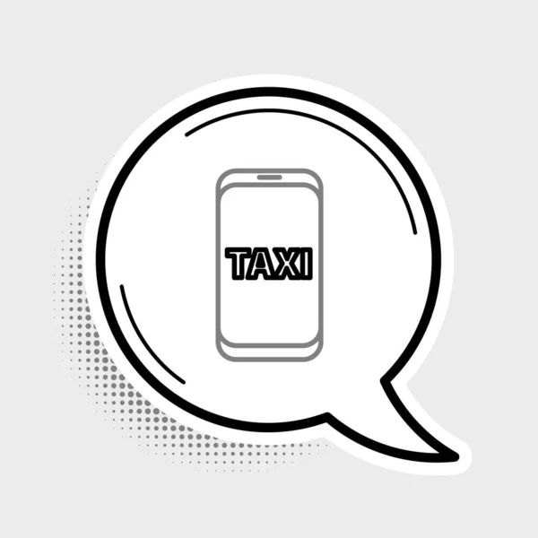 Linje Taxi samtal telefontjänst ikon isolerad på grå bakgrund. Taxi för smartphone. Färgstarkt skisskoncept. Vektor — Stock vektor