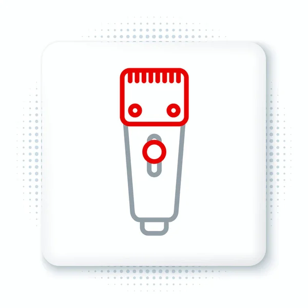 Line Elektrische tondeuse of scheerapparaat pictogram geïsoleerd op witte achtergrond. Barbershop symbool. Kleurrijk concept. Vector — Stockvector