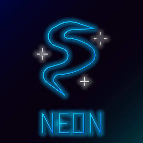 Glowing neon line Magic fog or smoke icon isolated on black background. Colorful outline concept. Vector — Stok Vektör