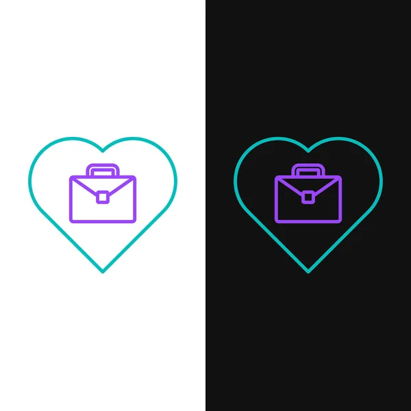 Line Heart with text work icon isolated on white and black background. Colorful outline concept. Vector — Vetor de Stock
