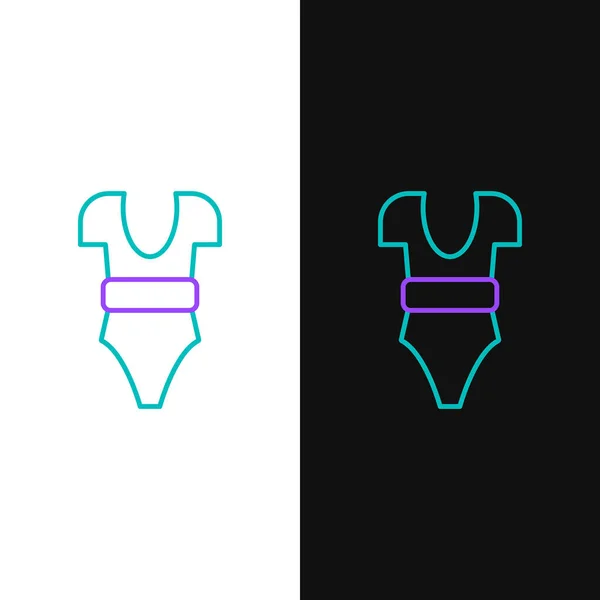 Line Swimsuit icon isolated on white and black background. Colorful outline concept. Vector —  Vetores de Stock