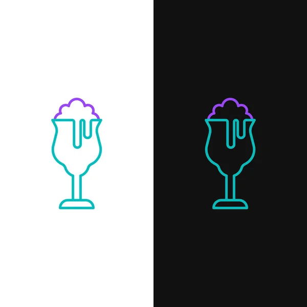 Ligne Verre d'icône de bière isolé sur fond blanc et noir. Concept de contour coloré. Vecteur — Image vectorielle