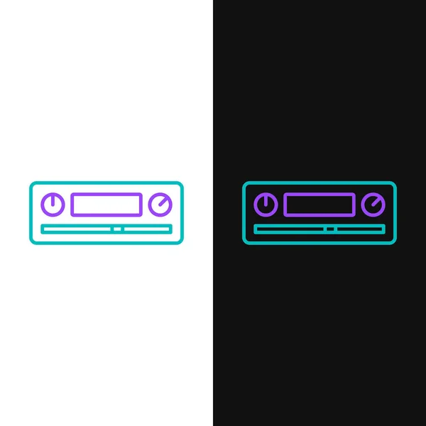 Line Car Audio icon isolated on white and black background. Fm radio car audio icon. Colorful outline concept. Vector — Stockvektor