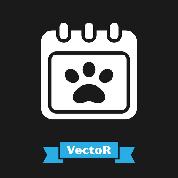 White Calendar grooming icon isolated on black background. Event reminder symbol. Vector — Stockvektor