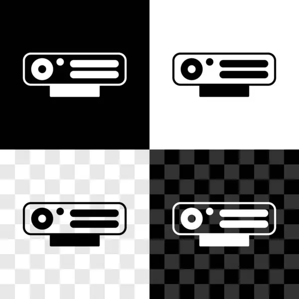 Definir ícone da câmera web isolado em preto e branco, fundo transparente. Câmara de chat. Ícone Webcam. Vetor —  Vetores de Stock