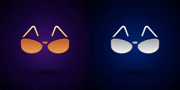 Gold and silver Glasses icon isolated on black background. Eyeglass frame symbol. Vector — Stockový vektor