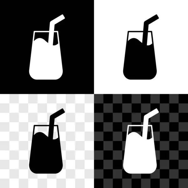 Set Cocktail et boisson alcoolisée icône isolée sur fond noir et blanc, transparent. Vecteur — Image vectorielle