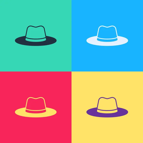 Pop art Man καπέλο με κορδέλα εικονίδιο απομονώνονται σε φόντο χρώμα. Διάνυσμα — Διανυσματικό Αρχείο