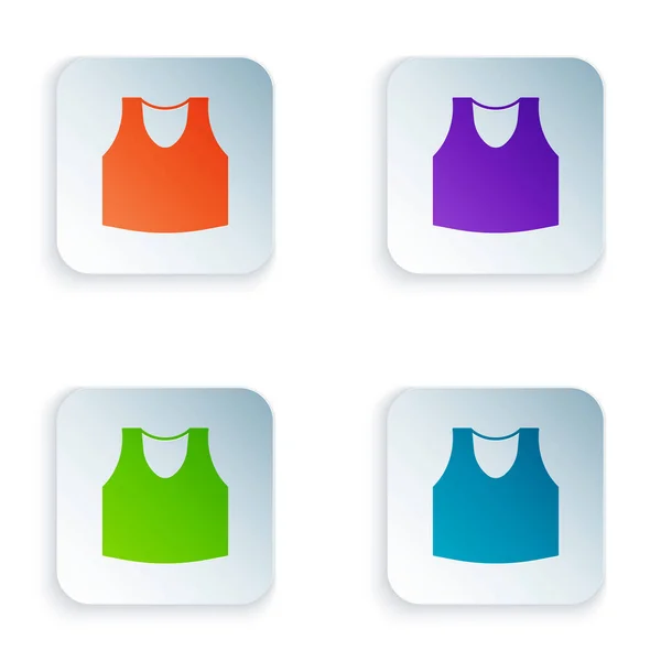 Cor Ícone de camiseta isolado no fundo branco. Definir ícones coloridos em botões quadrados. Vetor — Vetor de Stock