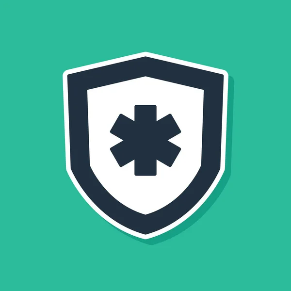 Icono del seguro de vida azul aislado sobre fondo verde. Seguridad, seguridad, protección, concepto de protección. Vector — Archivo Imágenes Vectoriales