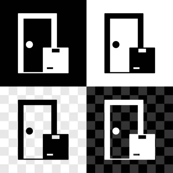 Set icône des services de livraison à domicile isolé sur fond noir et blanc, transparent. Vecteur — Image vectorielle
