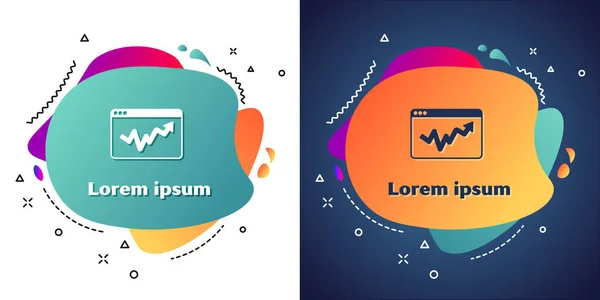 Weißes Diagramm, Zeitplan, Diagramm, Infografik, Kuchendiagramm-Symbol auf weißem und blauem Hintergrund isoliert. Abstraktes Banner mit flüssigen Formen. Vektor — Stockvektor