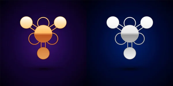 Gold und Silber Molekül Symbol isoliert auf schwarzem Hintergrund. Struktur der Moleküle in der Chemie, Lehrer der Naturwissenschaften innovative Bildungsplakat. Vektor — Stockvektor