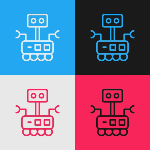 Pop konst linje robot ikon isolerad på färg bakgrund. Artificiell intelligens, maskininlärning, datormoln. Vektor — Stock vektor
