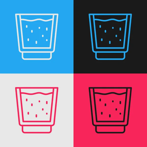 Pop art line Vidrio con icono de agua aislado sobre fondo de color. Vidrio de soda. Vector — Vector de stock